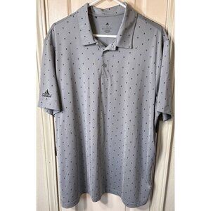 Adidas Mens XL Gray Short Sleeve Golf Polo Shirt With Mini Trees